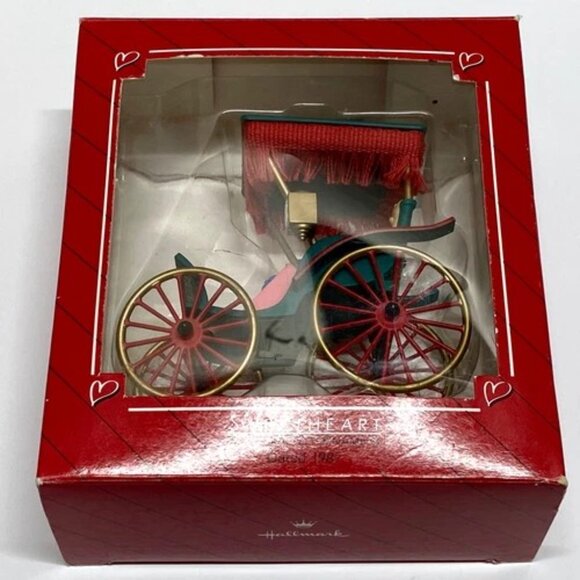 Vintage Sweetheart Carriage Ornament 1987 Hallmark Keepsake Original Box Horse - Picture 8 of 8